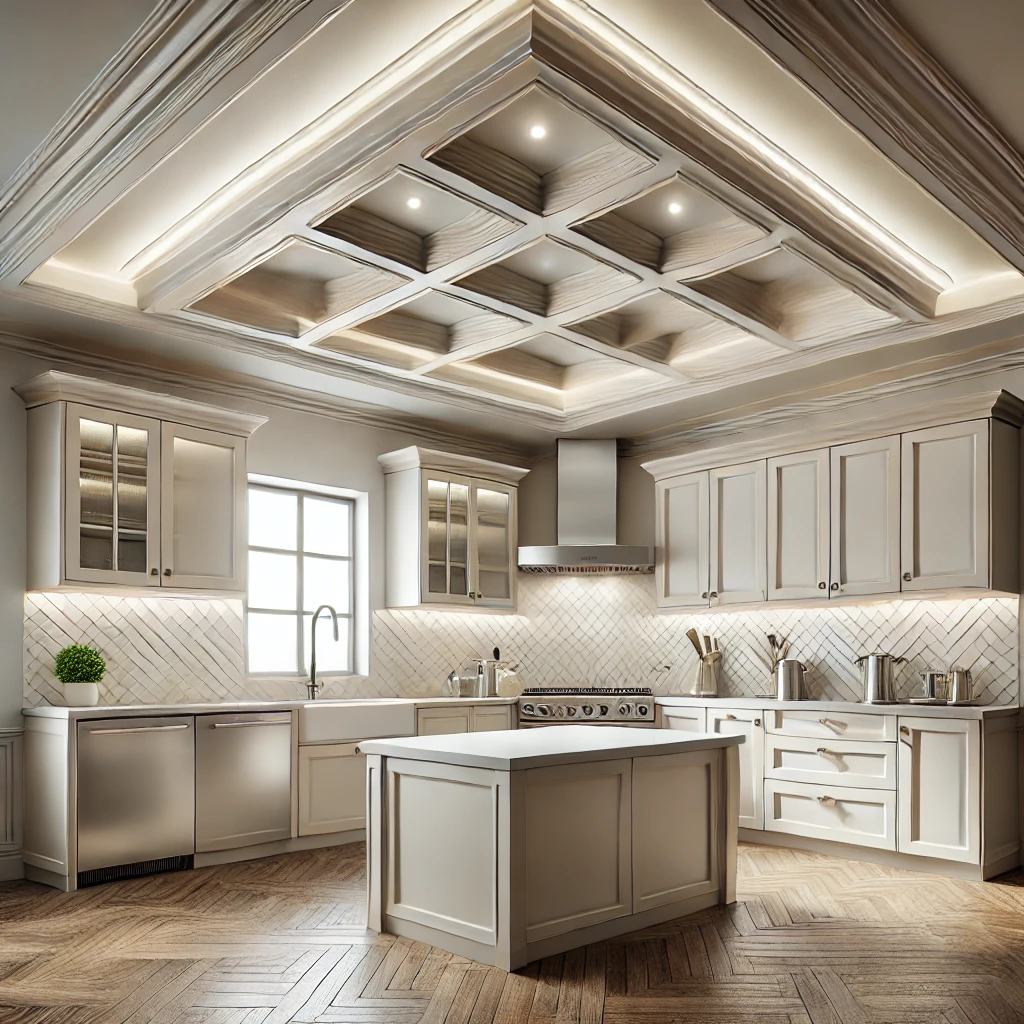 The kitchen should feature modern elements, including recessed lighting